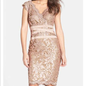Tadashi Shoji Rose Gold Embroidered Sequin Dress
